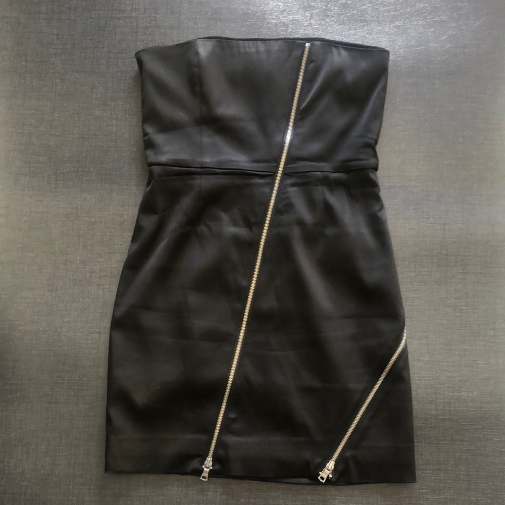 Alice + Olivia Black Satin Mini Dress